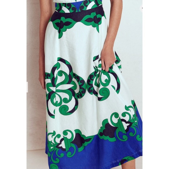 Boden Maxi Dress Women's Ivory Ornate Reflection Sleeveless Linen Dress US 16-18 - Picture 3 of 11